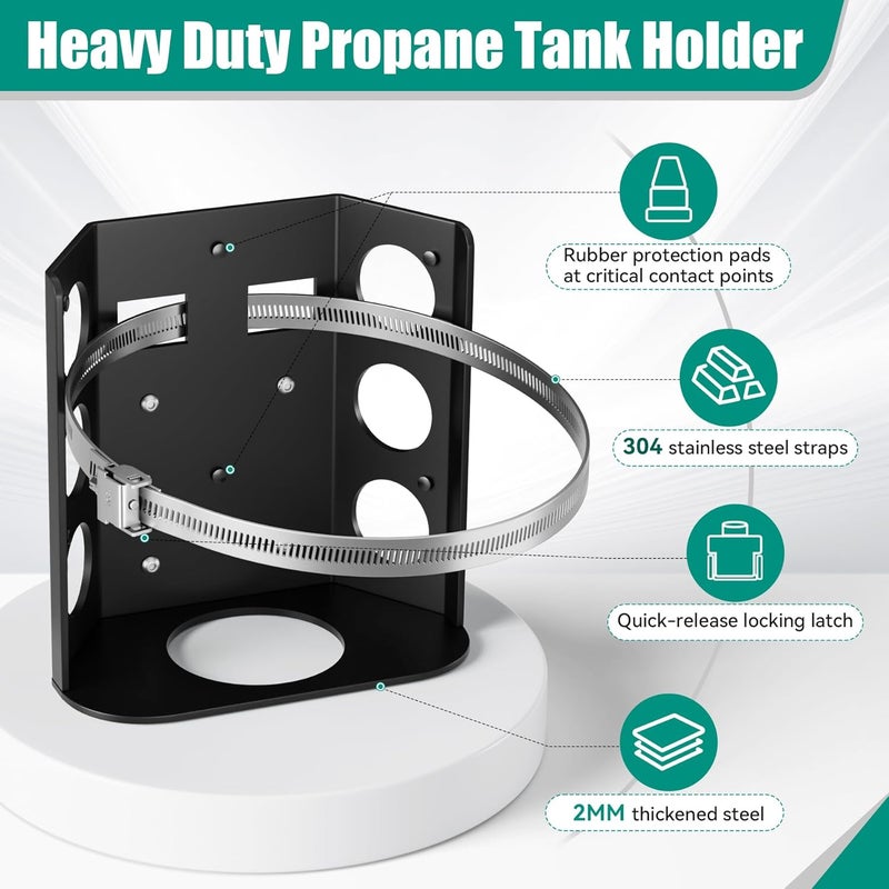 Dabolang 5 lb Propane Tank Mounting Bracket,Heavy Duty Propane Tank Holder,Propane Tank Hold Down for Rv,Campervan,Travel Trailer,Jeep and Overland Vehicles - Image 4